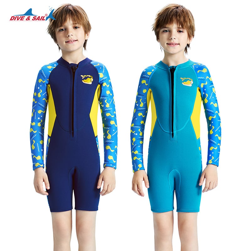 Dječji wetsuit 2.5 mm, jednoplošni s dugim rukavima i kratkim nogama, topao za ronjenje, snorkeling i surfanje, zaštita od meduza