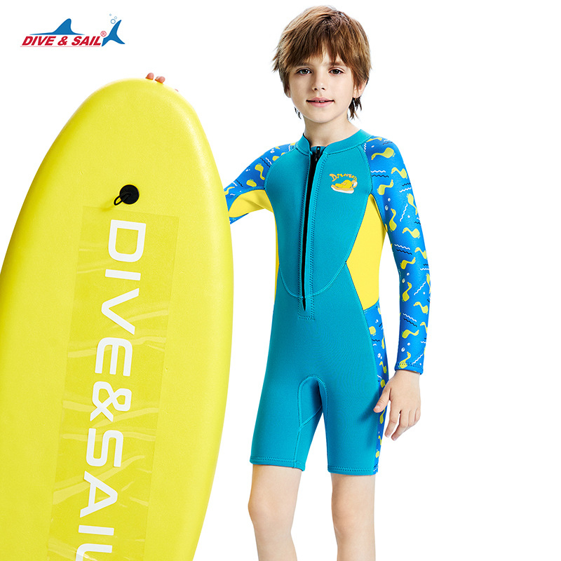 Dječji wetsuit 2.5 mm, jednoplošni s dugim rukavima i kratkim nogama, topao za ronjenje, snorkeling i surfanje, zaštita od meduza