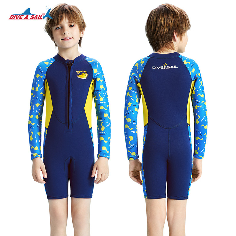 Dječji wetsuit 2.5 mm, jednoplošni s dugim rukavima i kratkim nogama, topao za ronjenje, snorkeling i surfanje, zaštita od meduza