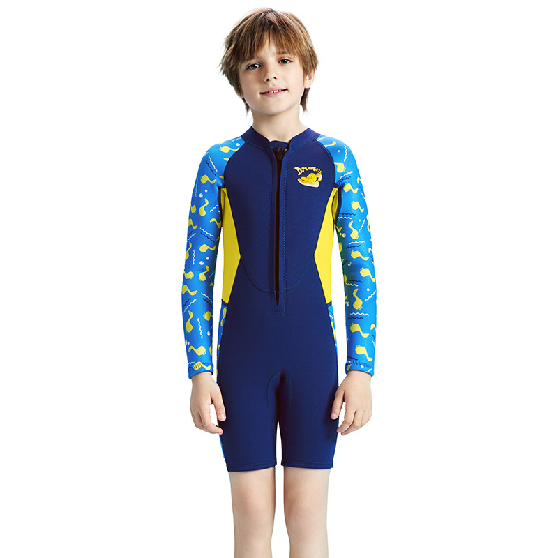 Dječji wetsuit 2.5 mm, jednoplošni s dugim rukavima i kratkim nogama, topao za ronjenje, snorkeling i surfanje, zaštita od meduza