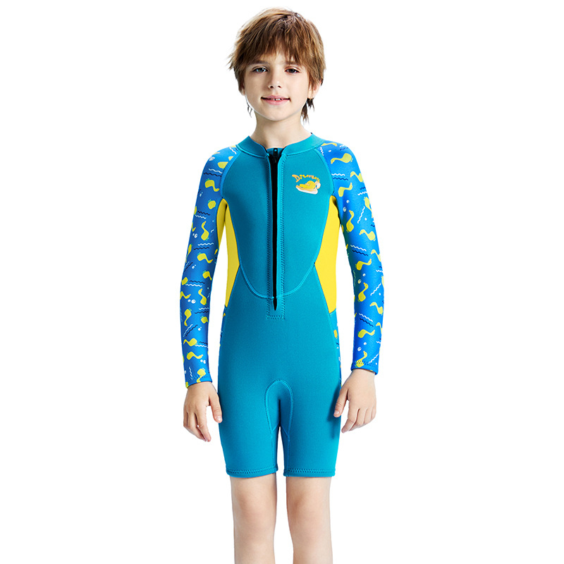 Dječji wetsuit 2.5 mm, jednoplošni s dugim rukavima i kratkim nogama, topao za ronjenje, snorkeling i surfanje, zaštita od meduza