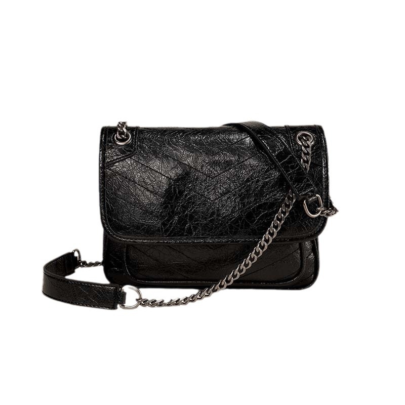 Starry ženska kožna messenger torba, srednje veličine, urbani minimalistički stil, koža s uljem voskom, lančana ramenska, zatvaranje s preklopom, podstava od poliestera, unutarnja džep sa zipom, horizontalni kvadratni oblik, retro stil, ljeto 2024
