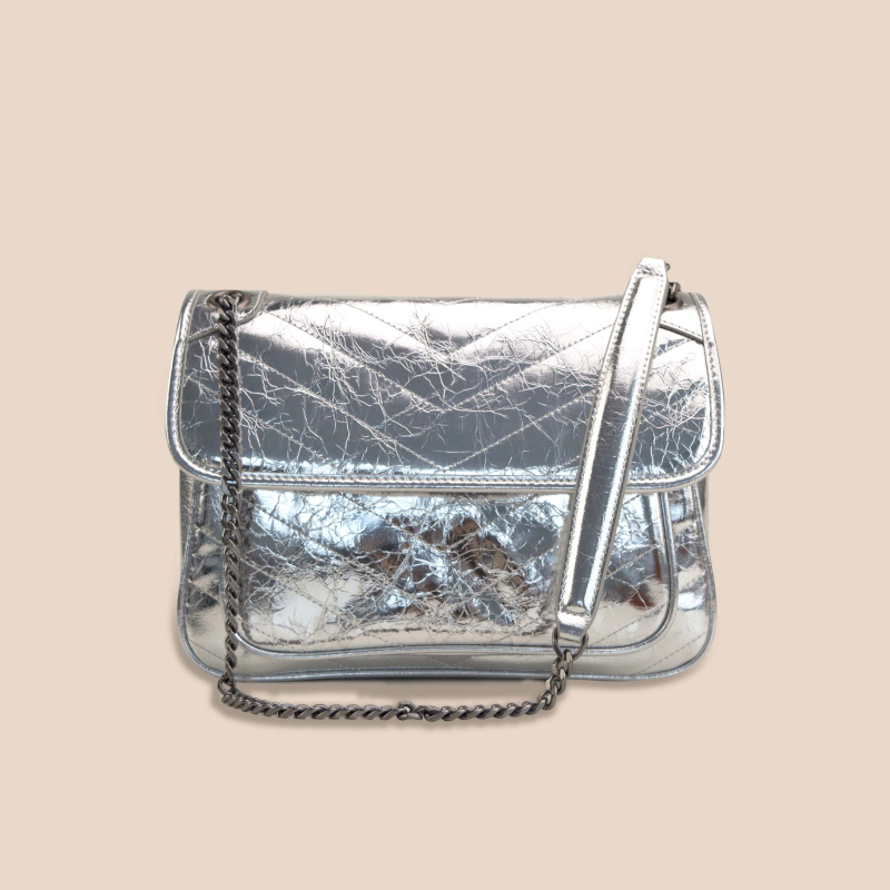 Starry ženska kožna messenger torba, srednje veličine, urbani minimalistički stil, koža s uljem voskom, lančana ramenska, zatvaranje s preklopom, podstava od poliestera, unutarnja džep sa zipom, horizontalni kvadratni oblik, retro stil, ljeto 2024