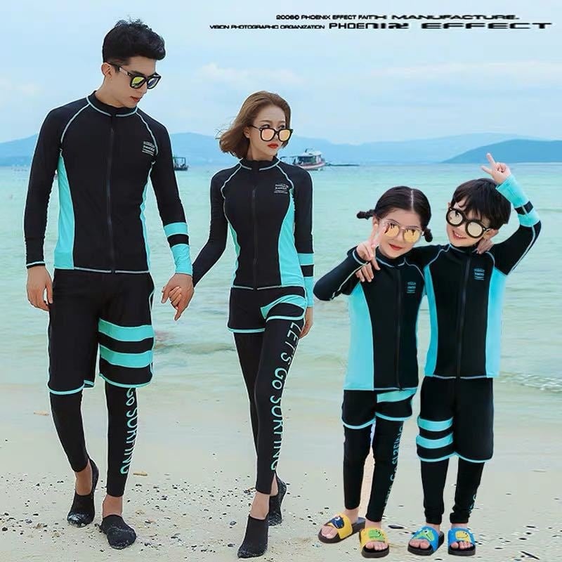 Meduza obiteljski kupaći set – korejski stil s dugim rukavima, dvodijelni bikini, ženski kupaći, parni petodijelni set za ronjenje
