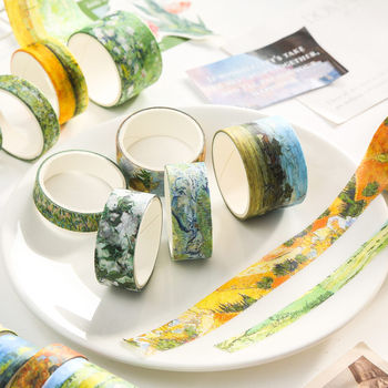 Set Moyl Washi din seria Windflower – motif flori sălbatice, Van Gogh, bandă impermeabilă DIY pentru jurnal