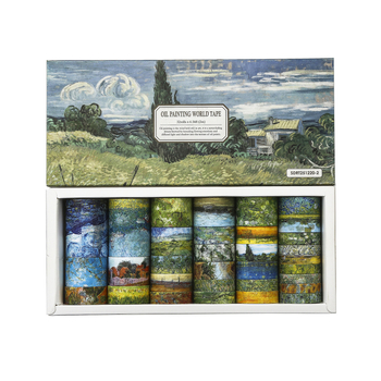 Set Moyl Washi din seria Windflower – motif flori sălbatice, Van Gogh, bandă impermeabilă DIY pentru jurnal