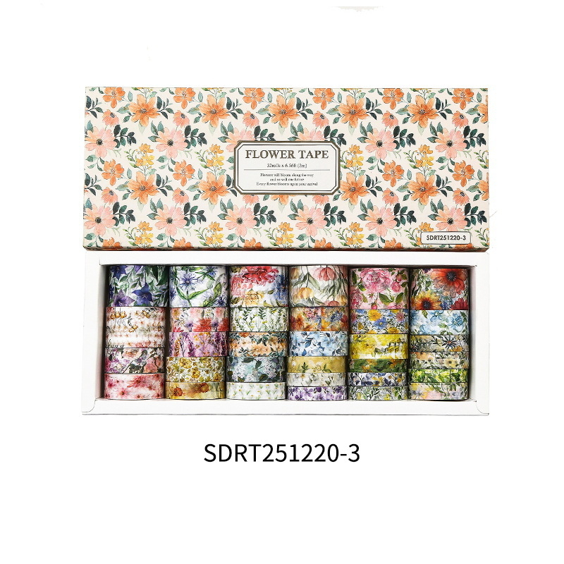 Set Moyl Washi din seria Windflower – motif flori sălbatice, Van Gogh, bandă impermeabilă DIY pentru jurnal
