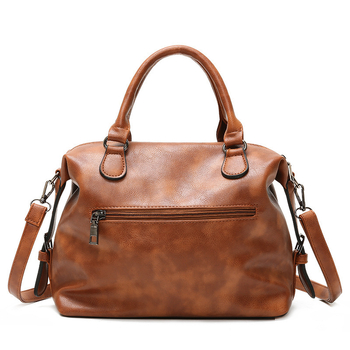 Retro ženska torbica Boston od uljano-voskane kože, ručna, preko ramena ili crossbody, velika zapremina, moderan euro-američki stil.