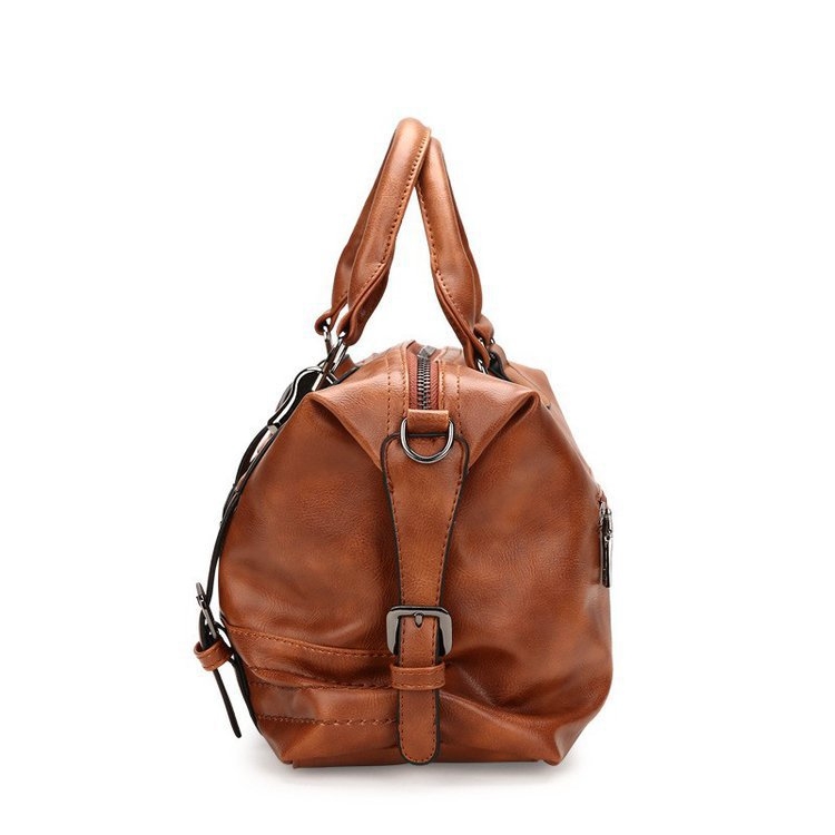 Retro ženska torbica Boston od uljano-voskane kože, ručna, preko ramena ili crossbody, velika zapremina, moderan euro-američki stil.