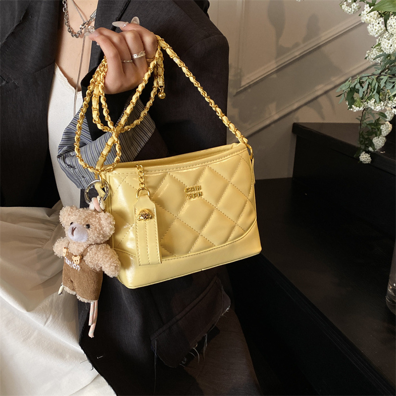 Ženska mini kvadratna torbica s dijamantnim šavom i lančićem, hobos stil crossbody torba