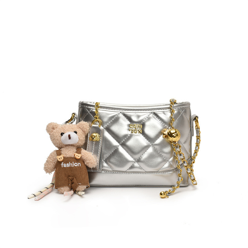 Ženska mini kvadratna torbica s dijamantnim šavom i lančićem, hobos stil crossbody torba