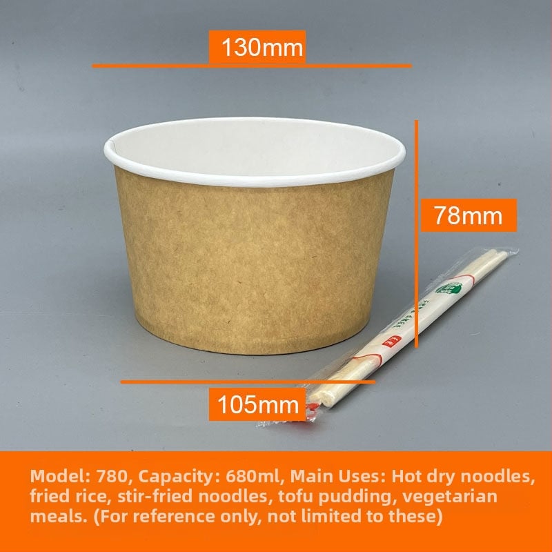 Vas de unică folosință din Kraft cu capac - bol rotund pentru prânz, 850 ml / 500 ml