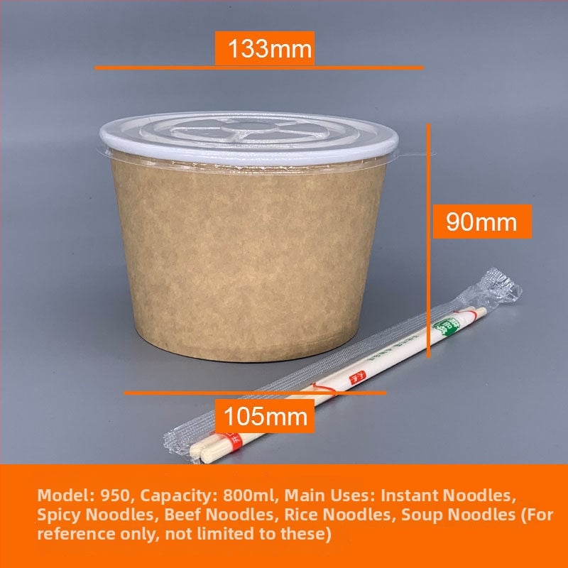 Vas de unică folosință din Kraft cu capac - bol rotund pentru prânz, 850 ml / 500 ml