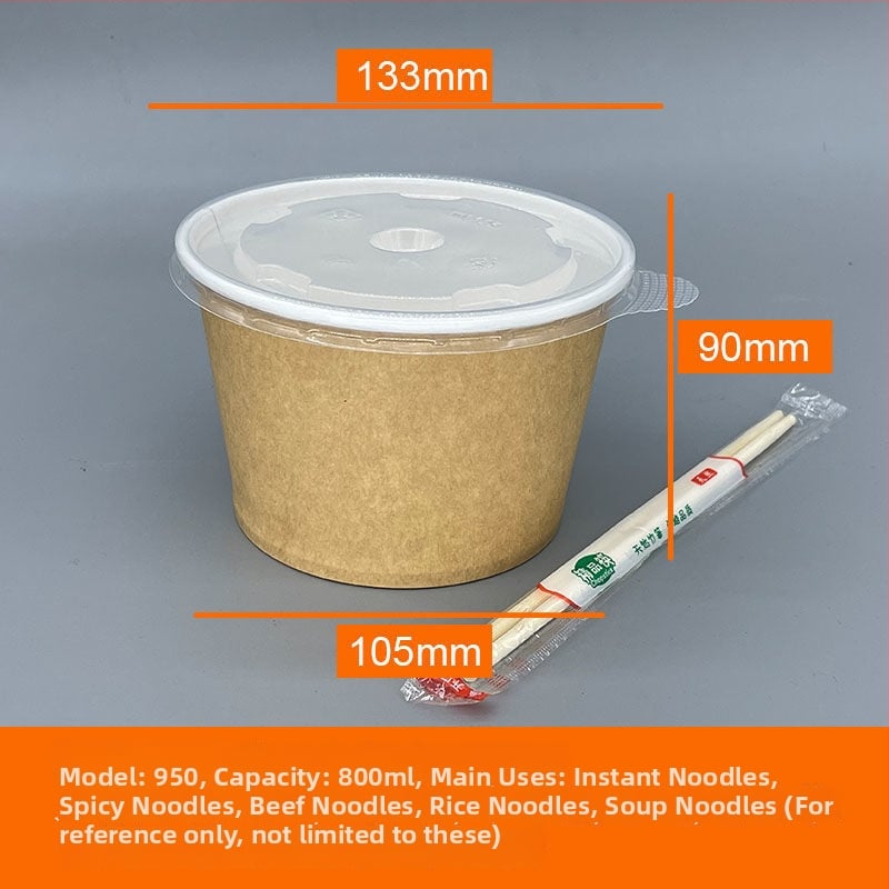 Vas de unică folosință din Kraft cu capac - bol rotund pentru prânz, 850 ml / 500 ml