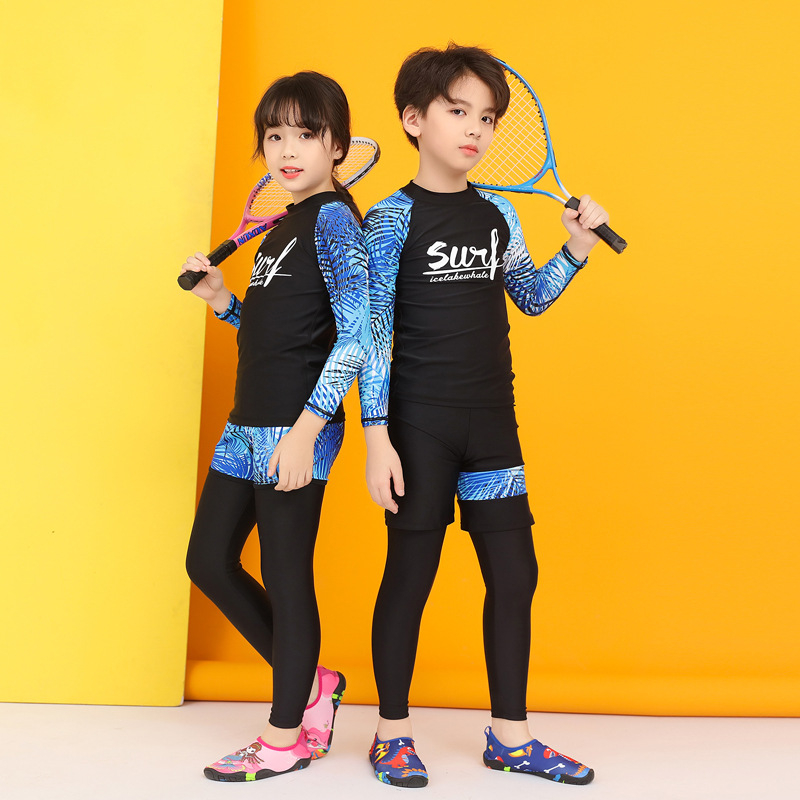 Ice Lake Whale set wetsuit za roditelje i dijete, dugi rukavi, duge hlače, brzo suši, za plivanje, surfanje i ronjenje na plaži – unisex, s motivom meduze