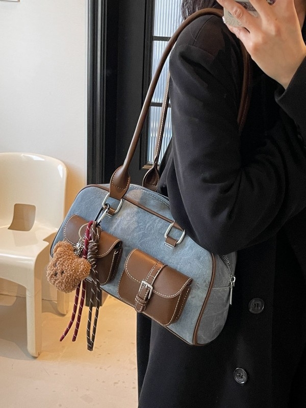 Kaleer Vintage Torba za podlakticu s jastučićem – PU, Srednja veličina, Podlaktica/Rameni Boston stil za žene, Ulični trend, Zima 2024
