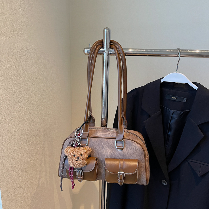 Kaleer Vintage Torba za podlakticu s jastučićem – PU, Srednja veličina, Podlaktica/Rameni Boston stil za žene, Ulični trend, Zima 2024