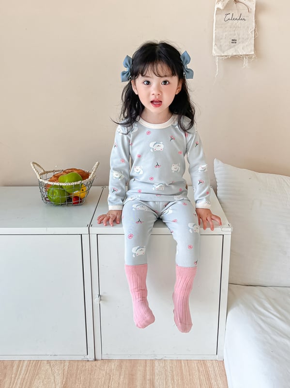 Set termic pentru copii, din lână groasă, cald pentru toamnă și iarnă, Bluza cu mânecă lungă și pantaloni, imprimeu desene animate și flori