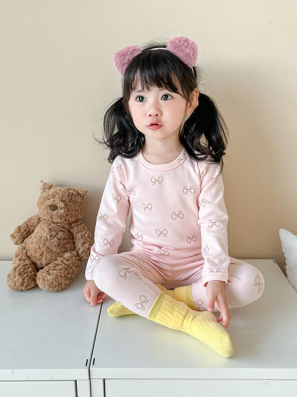 Set termic pentru copii, din lână groasă, cald pentru toamnă și iarnă, Bluza cu mânecă lungă și pantaloni, imprimeu desene animate și flori