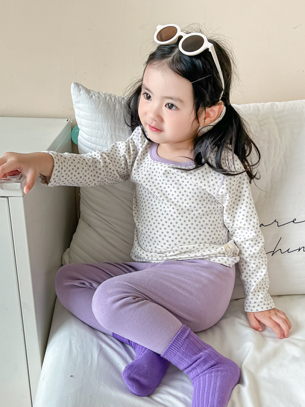 Set termic pentru copii, din lână groasă, cald pentru toamnă și iarnă, Bluza cu mânecă lungă și pantaloni, imprimeu desene animate și flori