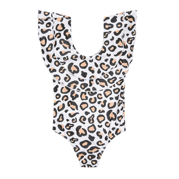 Brzo sušeći dječji kupaći kostim s leopard uzorkom i volanima, bikini stil, set majka-kći