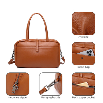 Ženska Boston torba od prve sloje teleće kože – klasičan retro crossbody za svakodnevnu upotrebu