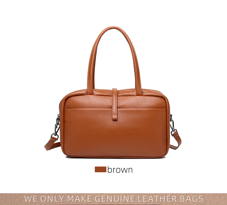 Ženska Boston torba od prve sloje teleće kože – klasičan retro crossbody za svakodnevnu upotrebu