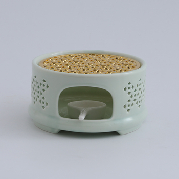 Încălzitor ceramic pentru ceai cu design gol și glazură care schimbă culoarea, pentru restaurante, hoteluri și uz casnic, încălzitor de ceainic cu flori