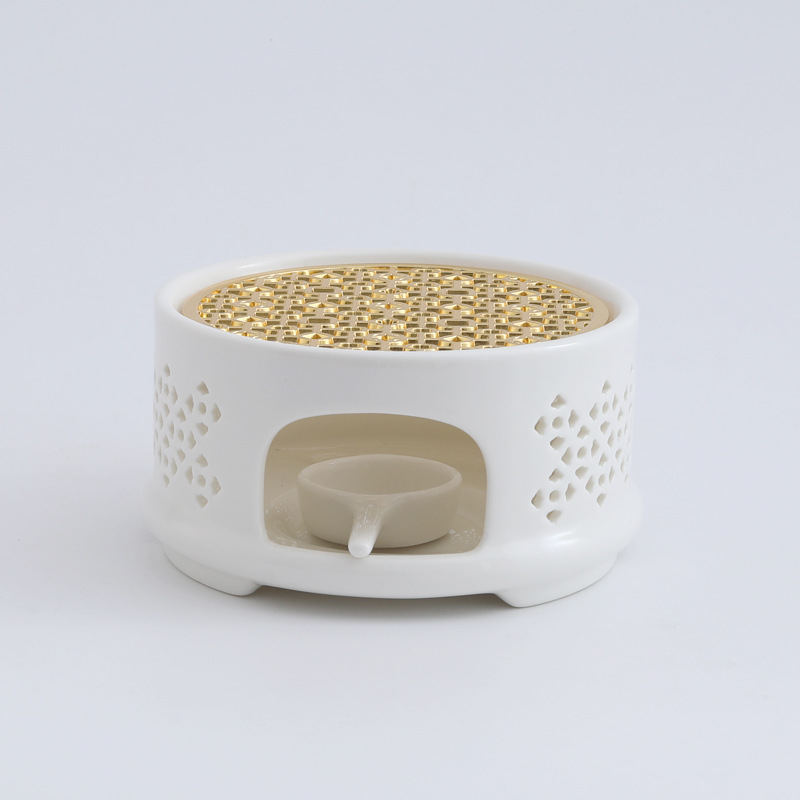 Încălzitor ceramic pentru ceai cu design gol și glazură care schimbă culoarea, pentru restaurante, hoteluri și uz casnic, încălzitor de ceainic cu flori