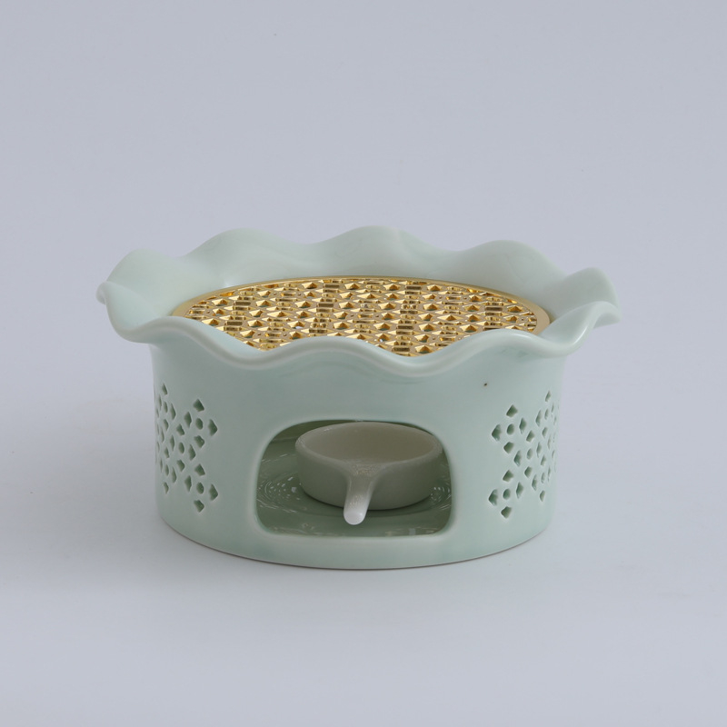 Încălzitor ceramic pentru ceai cu design gol și glazură care schimbă culoarea, pentru restaurante, hoteluri și uz casnic, încălzitor de ceainic cu flori