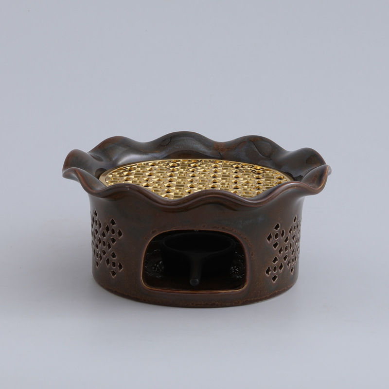 Încălzitor ceramic pentru ceai cu design gol și glazură care schimbă culoarea, pentru restaurante, hoteluri și uz casnic, încălzitor de ceainic cu flori