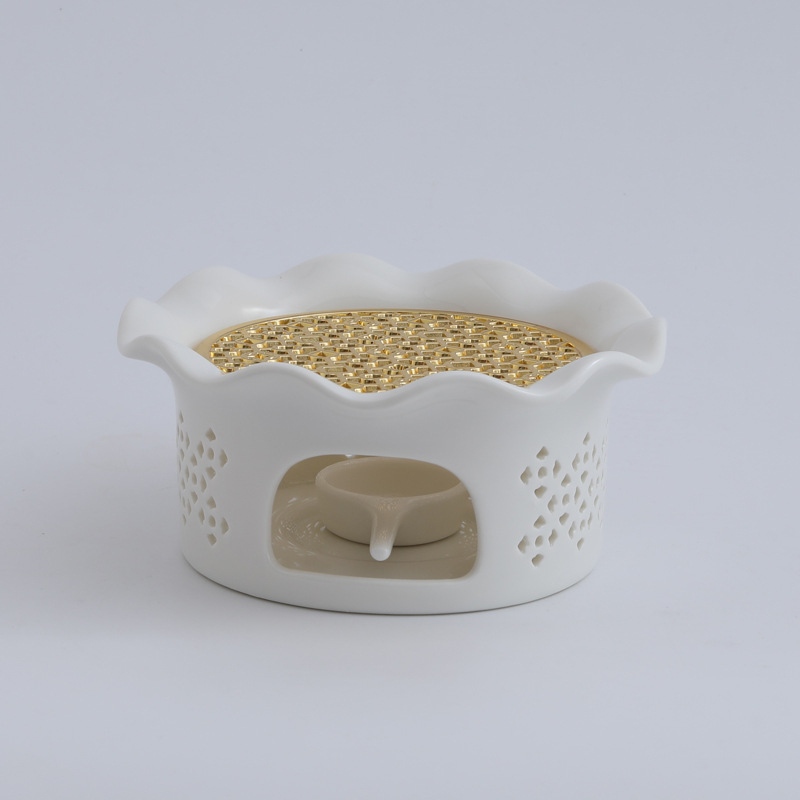 Încălzitor ceramic pentru ceai cu design gol și glazură care schimbă culoarea, pentru restaurante, hoteluri și uz casnic, încălzitor de ceainic cu flori