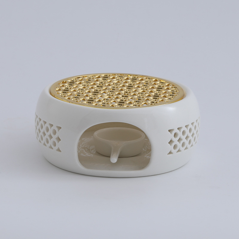 Încălzitor ceramic pentru ceai cu design gol și glazură care schimbă culoarea, pentru restaurante, hoteluri și uz casnic, încălzitor de ceainic cu flori