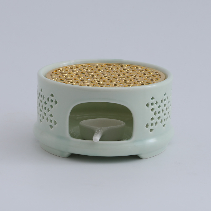 Încălzitor ceramic pentru ceai cu design gol și glazură care schimbă culoarea, pentru restaurante, hoteluri și uz casnic, încălzitor de ceainic cu flori