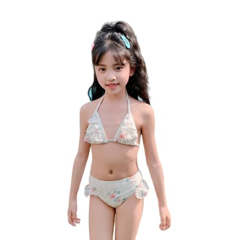 Obiteljski kupaći kostim s UV zaštitom, dugi rukav, korejski stil, četverodjelni bikini set za majku i kćer
