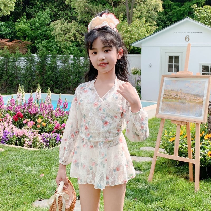 Obiteljski kupaći kostim s UV zaštitom, dugi rukav, korejski stil, četverodjelni bikini set za majku i kćer
