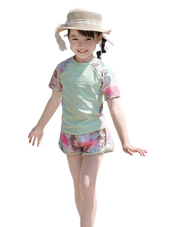 Majka i kći – dvodijelni kupaći kostim s printom, novi model, skroman dizajn za djevojčice