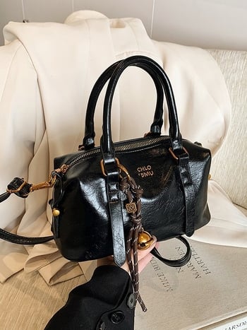 PU bucket torba u vintage korejskom stilu za žene, zimska kolekcija 2024, crossbody sa zatvaračem, oblik jastuka
