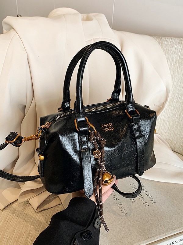 PU bucket torba u vintage korejskom stilu za žene, zimska kolekcija 2024, crossbody sa zatvaračem, oblik jastuka