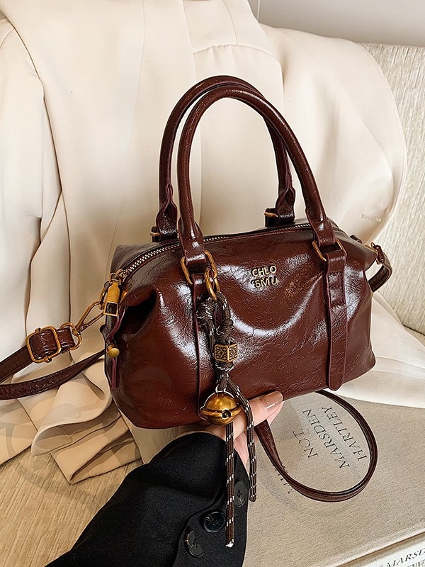 PU bucket torba u vintage korejskom stilu za žene, zimska kolekcija 2024, crossbody sa zatvaračem, oblik jastuka
