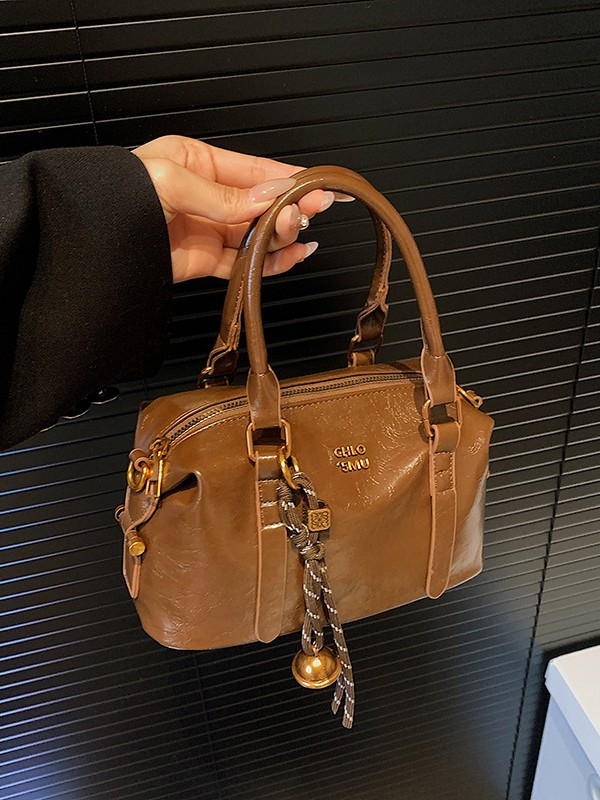 PU bucket torba u vintage korejskom stilu za žene, zimska kolekcija 2024, crossbody sa zatvaračem, oblik jastuka