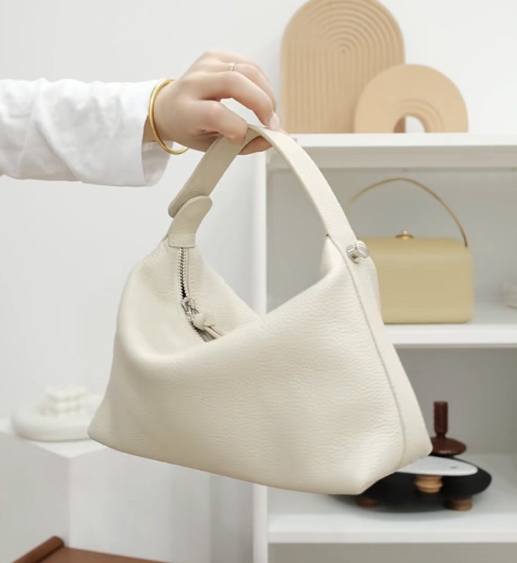 Torba od gornje sloja teleće kože, kutija za ručak, Boston stil, tekstura lychee kože, torba preko ramena za žene, lagani luksuz