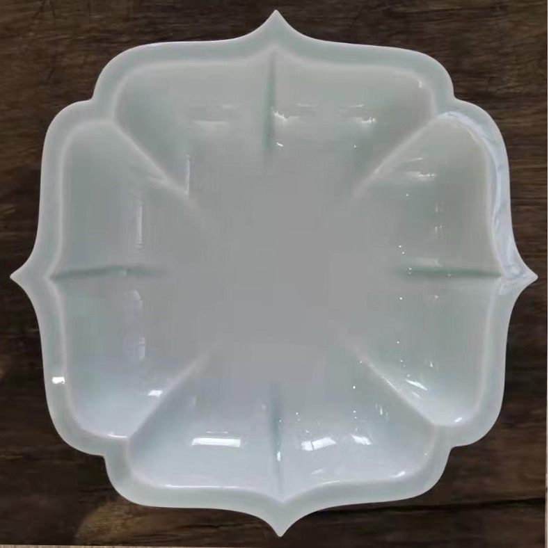 Set ceai ceramic Kung Fu cu suport sculptat pentru ceainic și bol cu capac