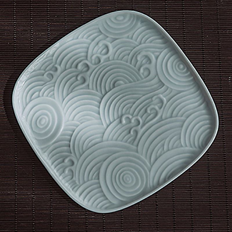 Set ceai ceramic Kung Fu cu suport sculptat pentru ceainic și bol cu capac