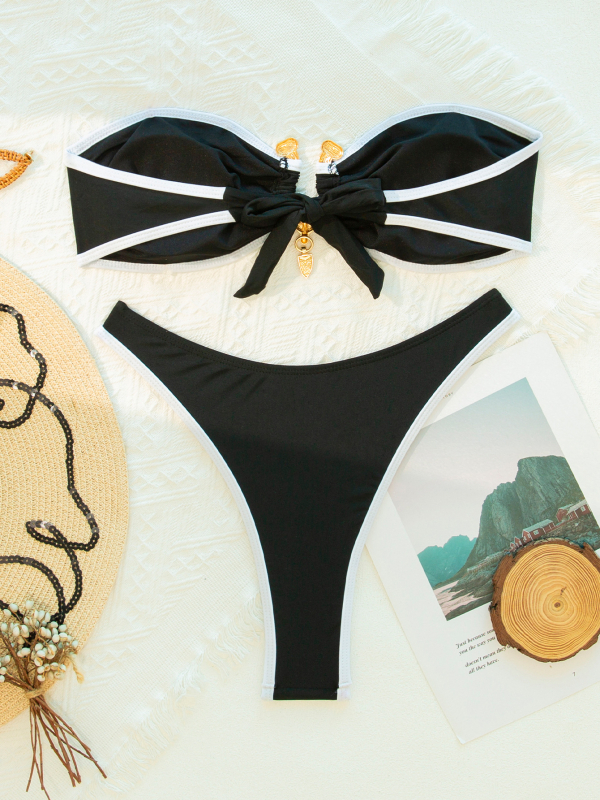 Ženski bikini set 2026 – s podstavljenim gornjim dijelom, trokutasti bikini, dvodijelni kupaći kostim, s malim svježim uzorkom