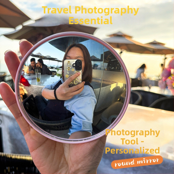 Prenosné kruhové konvexné zrkadlo na cestovanie, ručné zrkadlo na fotografovanie