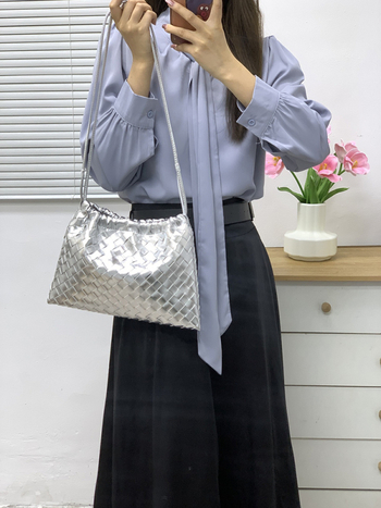 Ženska torbica od teleće kože, pleteni dizajn, crossbody torba preko ramena