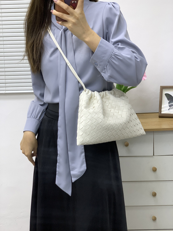 Ženska torbica od teleće kože, pleteni dizajn, crossbody torba preko ramena