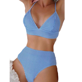 Dvodijelni bikini s prugama, seksi kroj, pokriva trbuh, za kupanje u spa centrima