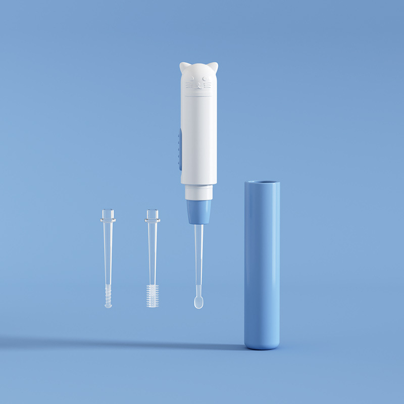 Linguriță pentru urechi pentru copii, cu lumină, instrument de igienă a urechilor bebelușilor, vârf moale și transparent
